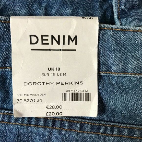 Dorothy Perkins Distressed Mid Wash Denim Shorts 100% Cotton Sz 14 Eur 46 NEW - Picture 6 of 7